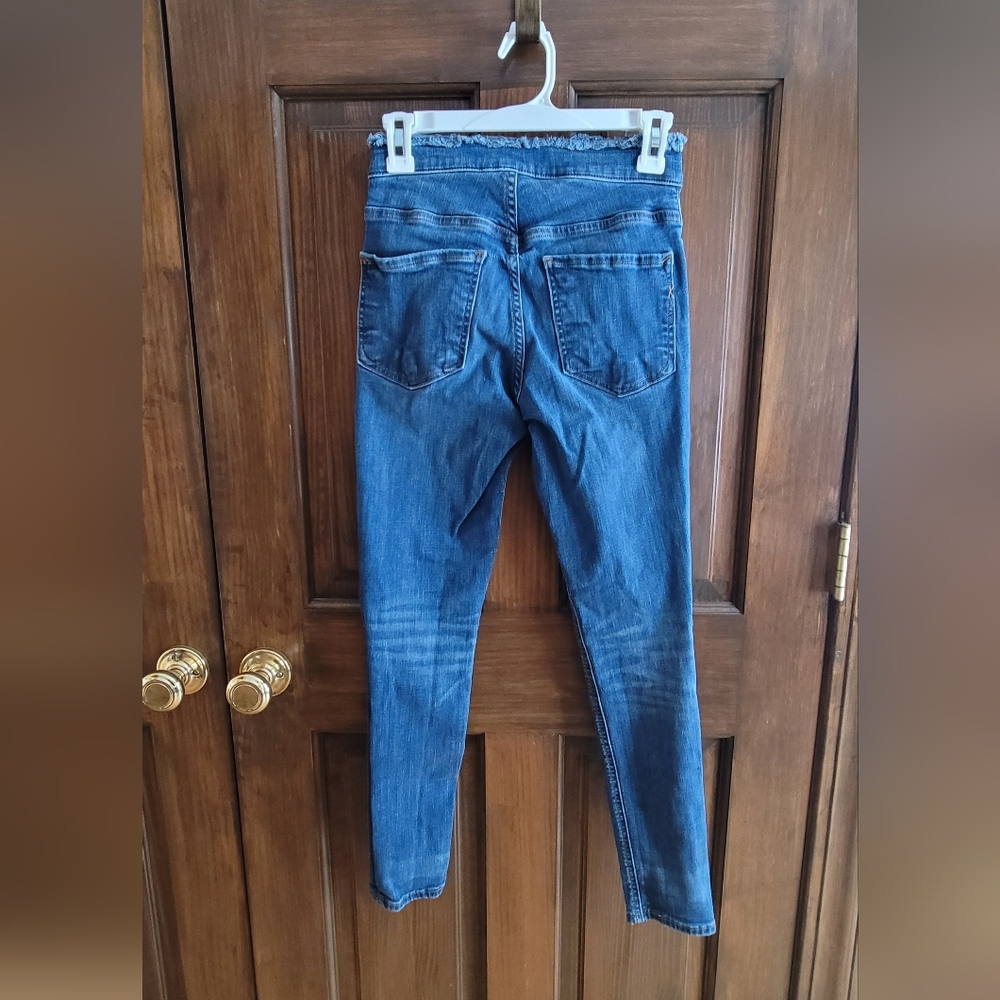 Express High Rise Button-Fly Jeans in Blue - Picture 2 of 6